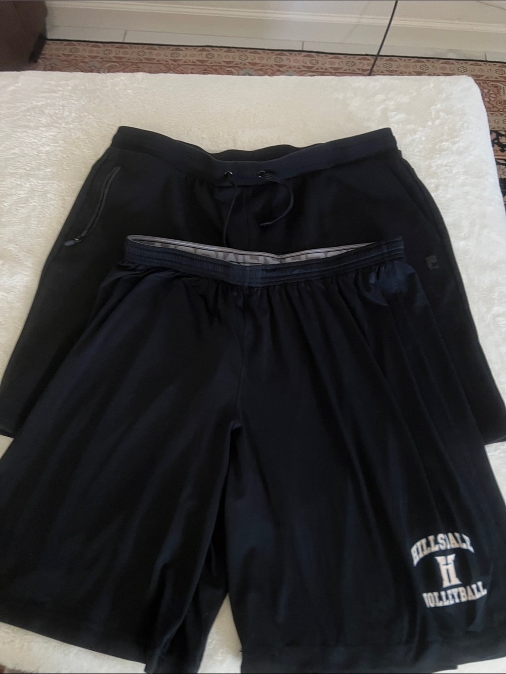 2- men’s shorts 1-Fila,1-under armour, Athletic Drawstring with Zipper Pocket XL